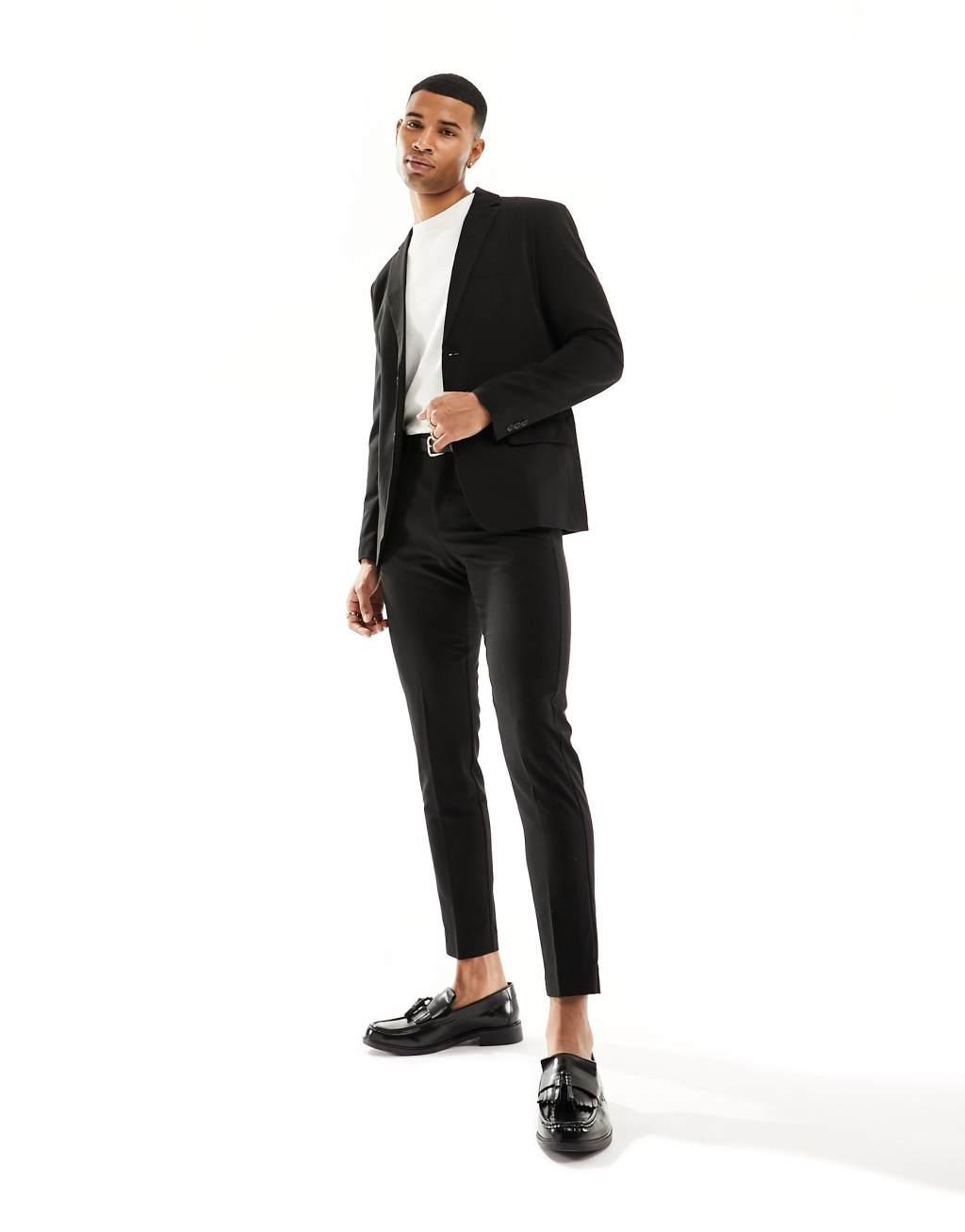 Only & Sons slim fit suit pants in black Product Image