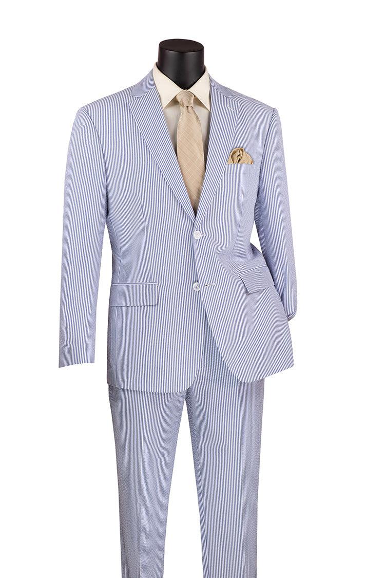 Modern Fit Summer 2 Piece 2 Button Suit Striped Seersucker in Tan Product Image