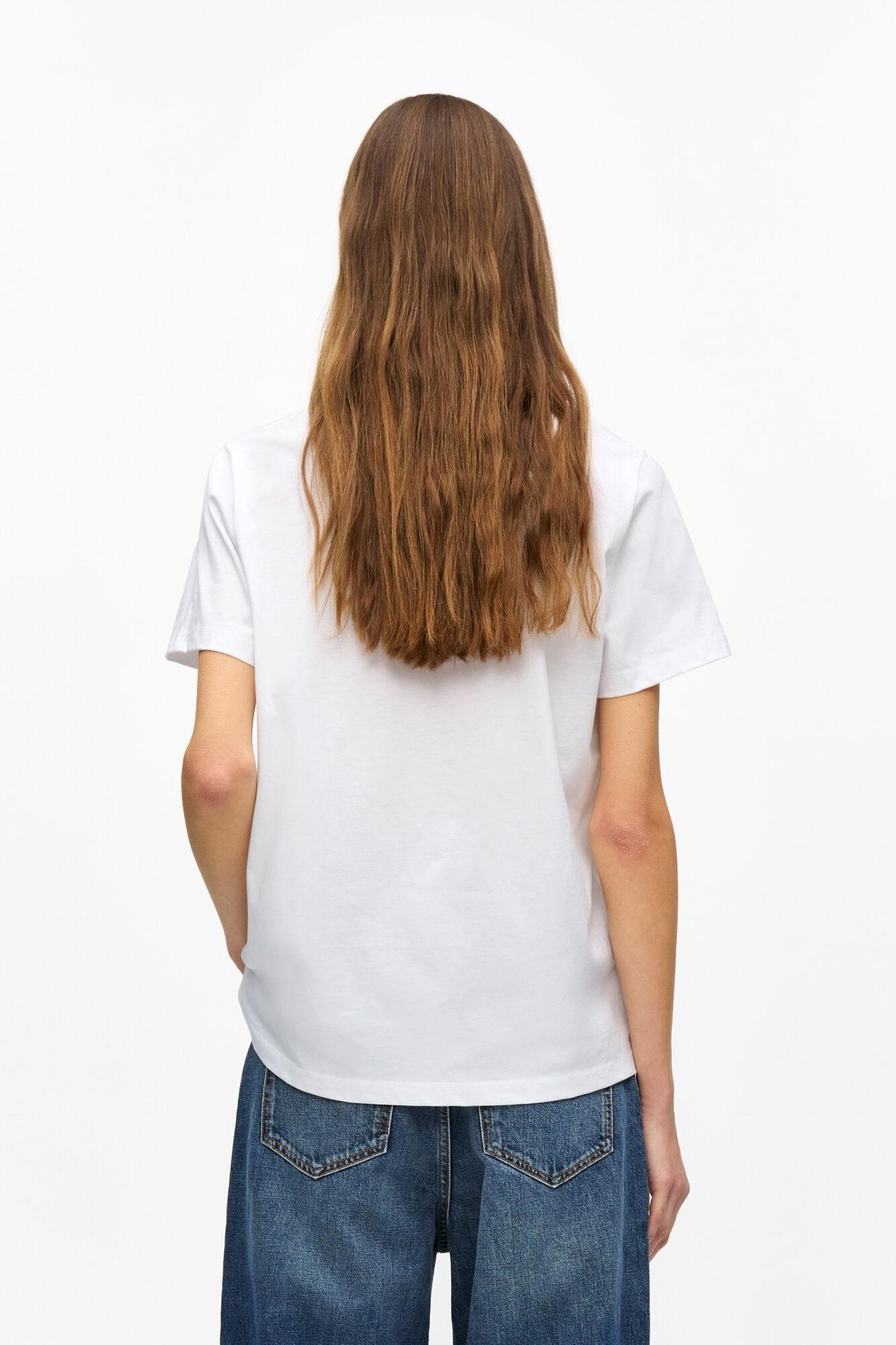 White Basic Jersey Cherry Relaxed T-shirt Product Image