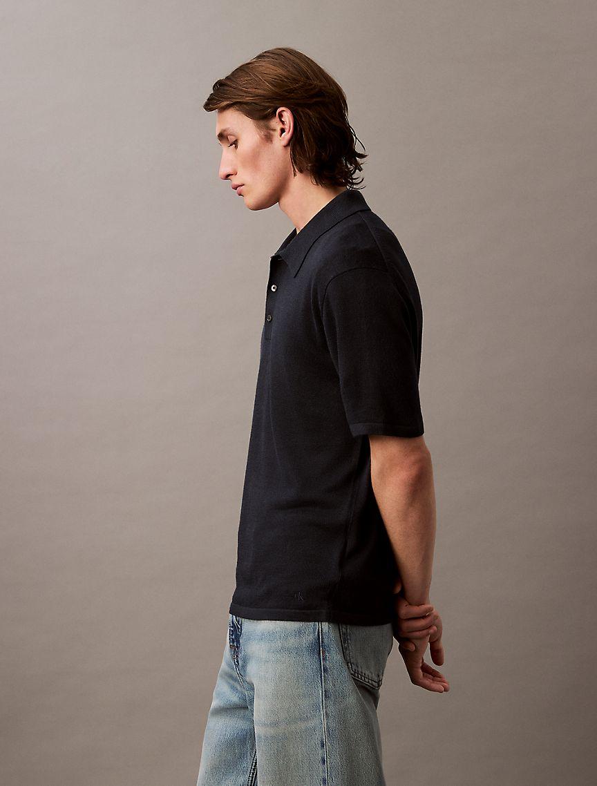 Linen Blend Classic Sweater Polo Shirt Product Image