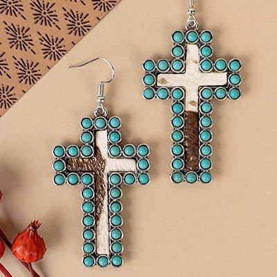 Encased Cross Earrings- 3 Colors Product Image
