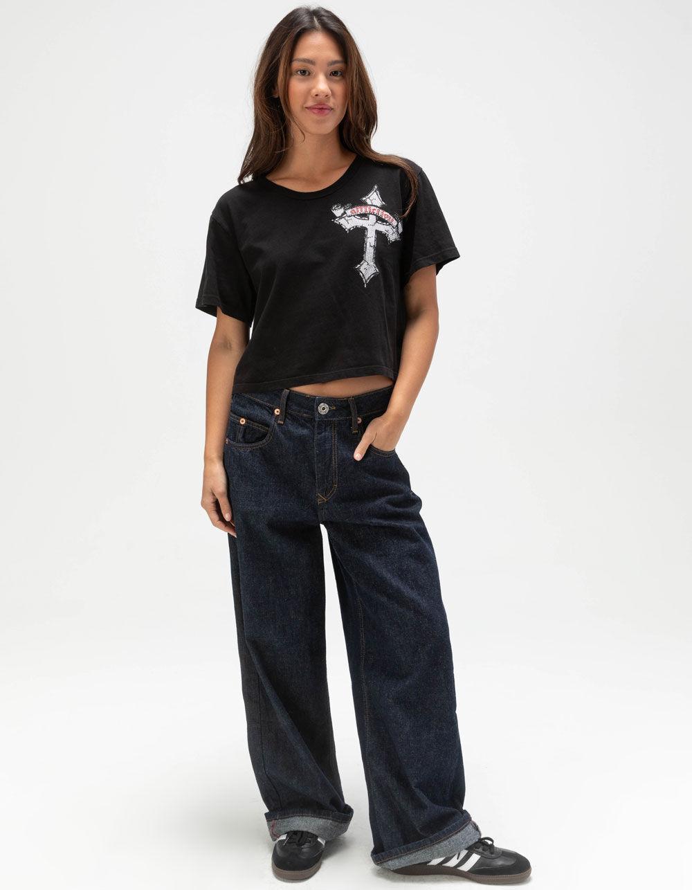 AFFLICTION Live Womens Crop Tee - BLACK Product Image