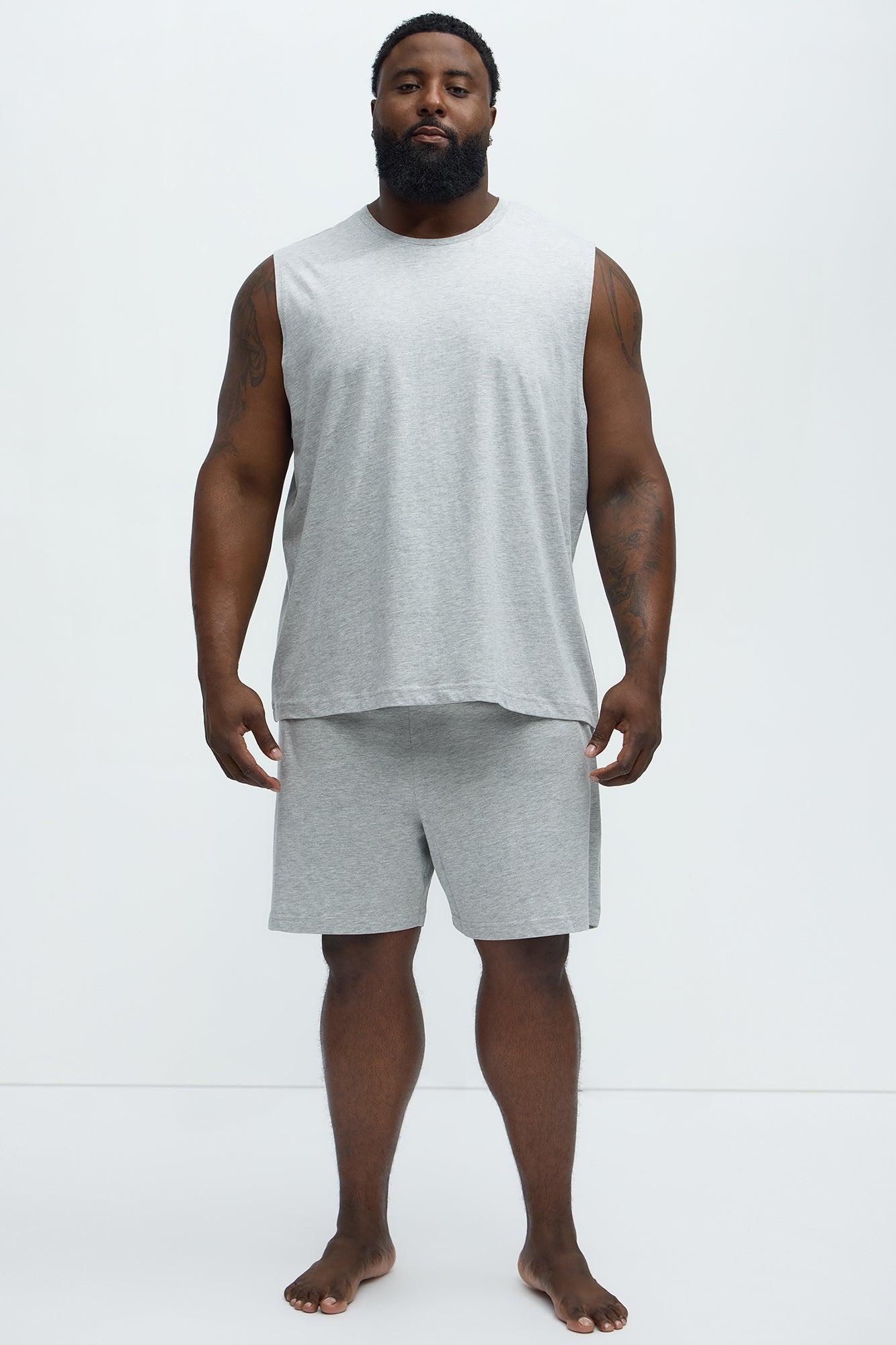 Essential Cotton Lounge Sleeveless Muscle Tee - Heather Grey Product Image