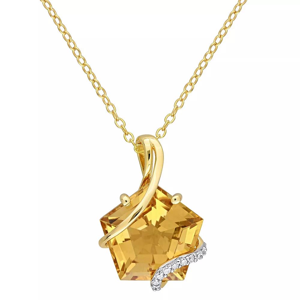 Stella Grace 18k Gold Over Silver Citrine & Diamond Accent Wrapped Pendant Necklace, Women's, Size: 18", Gold Tone Product Image