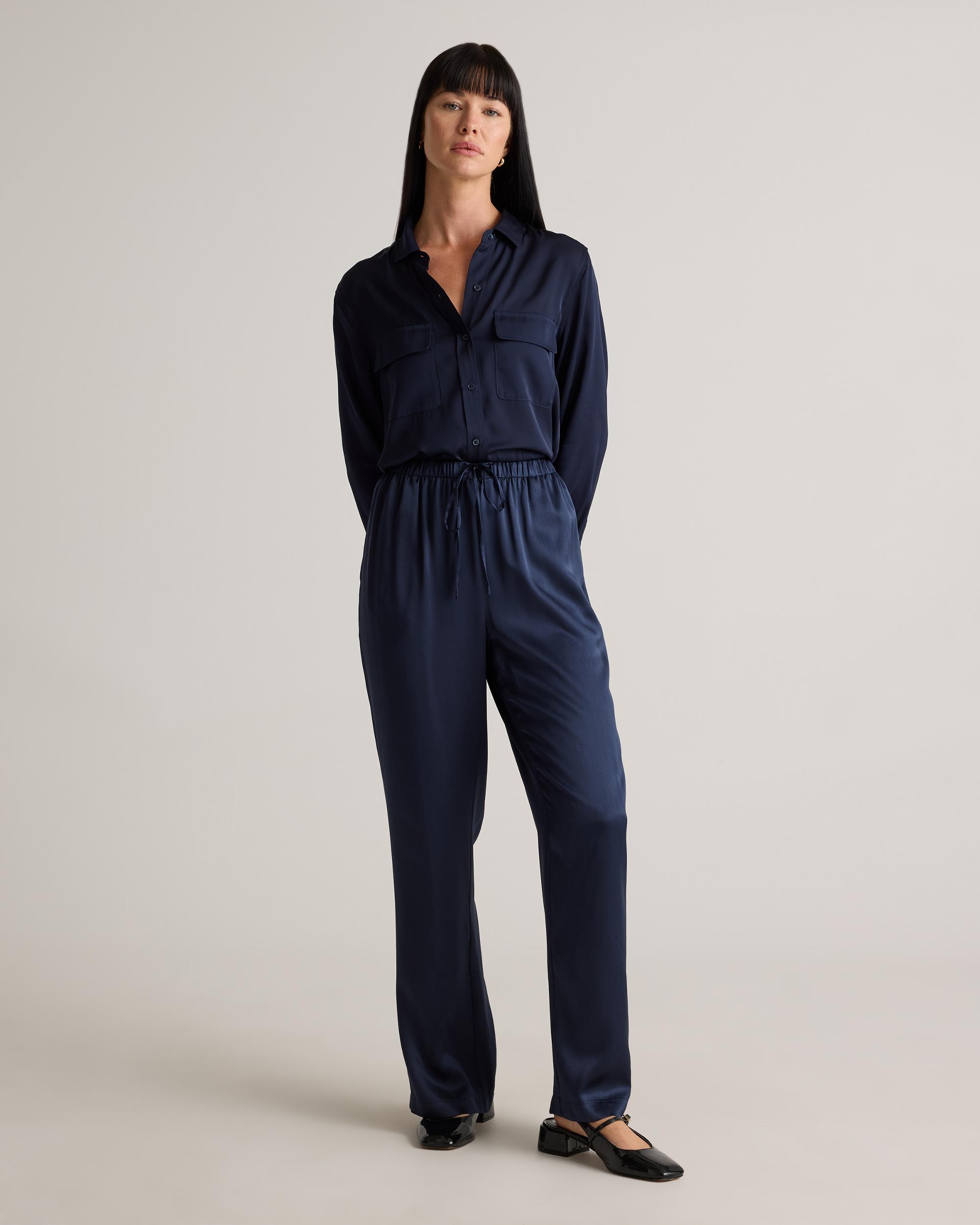 Quince | Women's Drawstring Wide Leg Pants Size XL, Silk Product Image