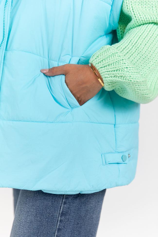Going Upstate Blue Oversized Puffer Vest FINAL SALE Product Image