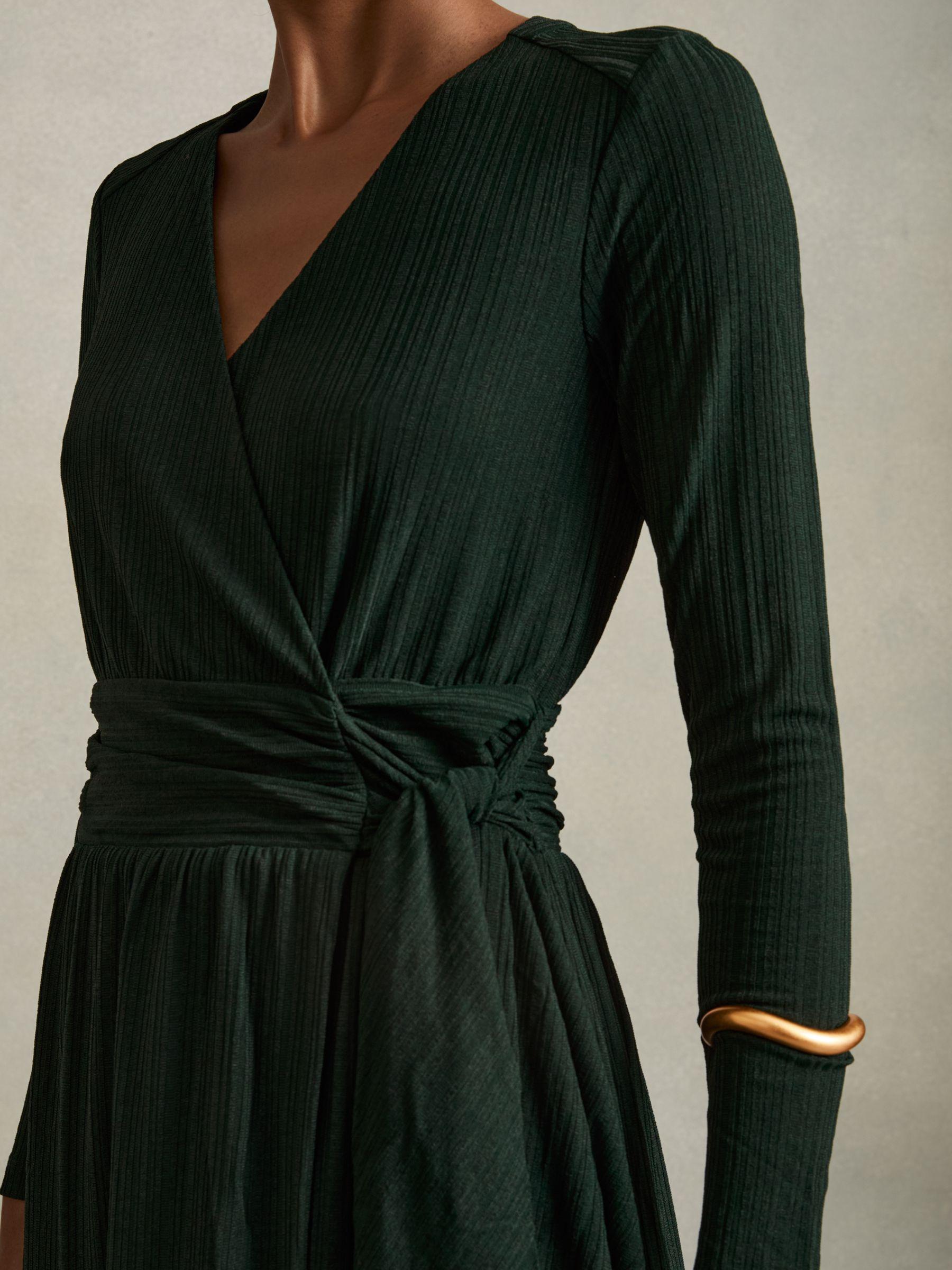 Petite Jersey Wrap-Tie Midi Dress in Green Product Image