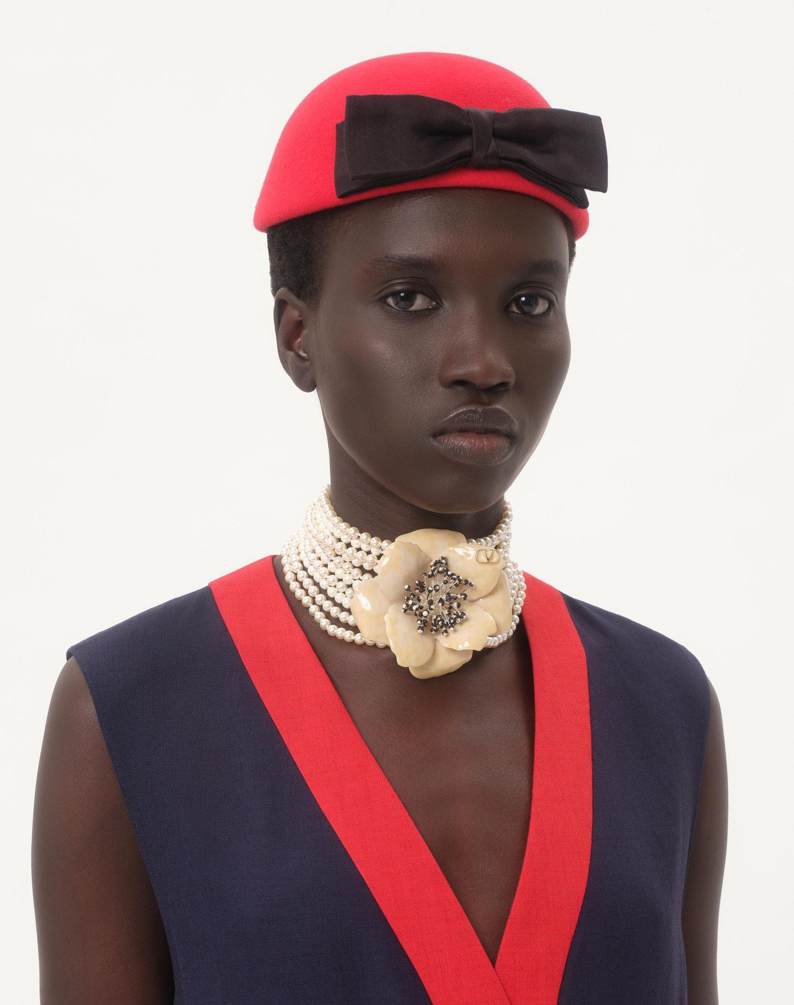 Fleur Lumineuse Necklace In Metal, Enamel, Pearls And Fabric Product Image