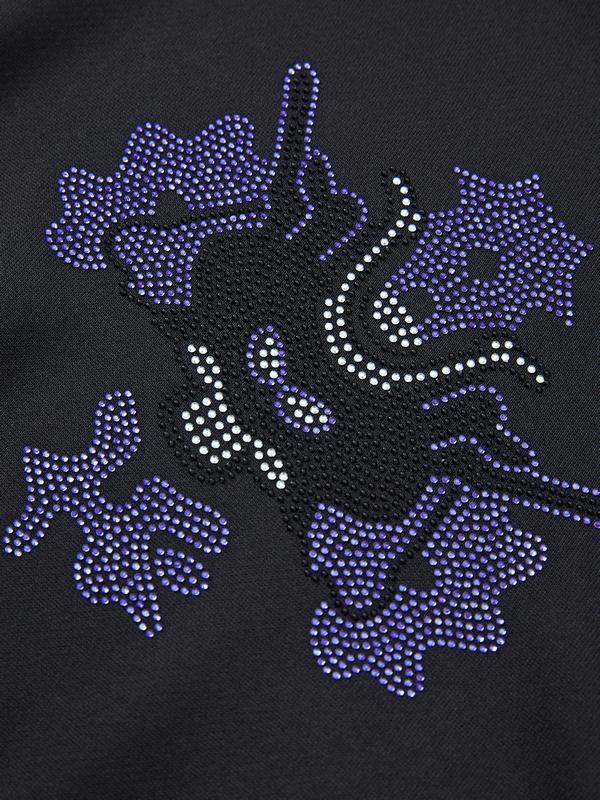 Street Rhinestone Print Oversized Hoodie Product Image