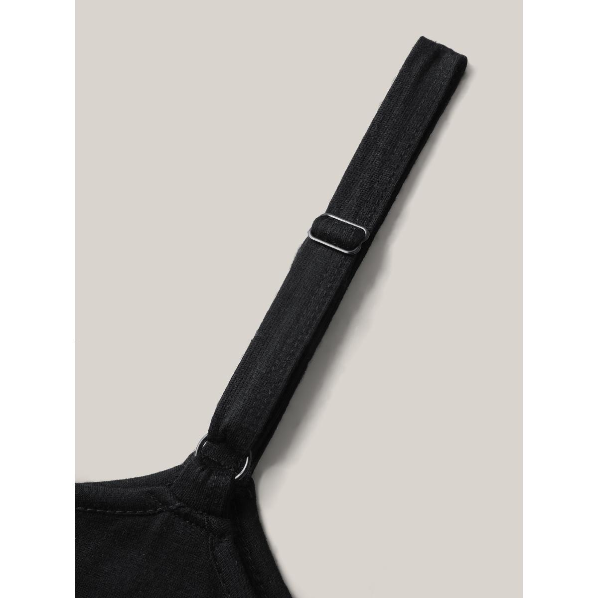 Plus Size Boho Embroidery Plain Tank Top Women Black Boho Embroidered Non Vacation Tank Tops Camis BloomChic 26/4X Product Image