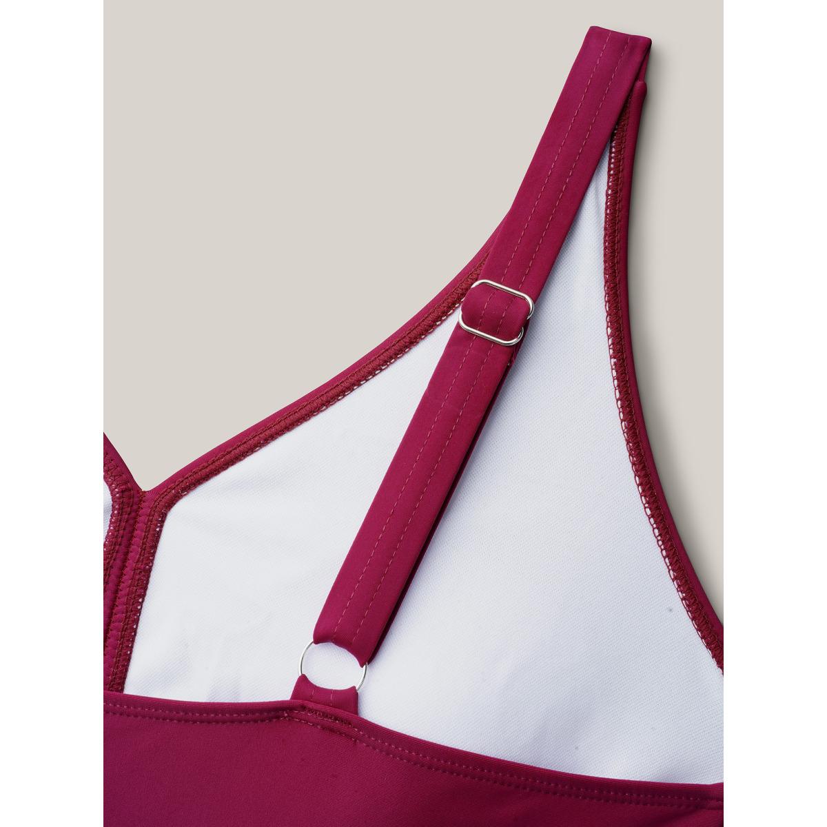 Plus Size Ruched Side-Tie Adjustable Swim Dress Women's Swimwear RedViolet Beach Bodycon U-neck High stretch Curve Swim Dresses BloomChic 26/4X Product Image