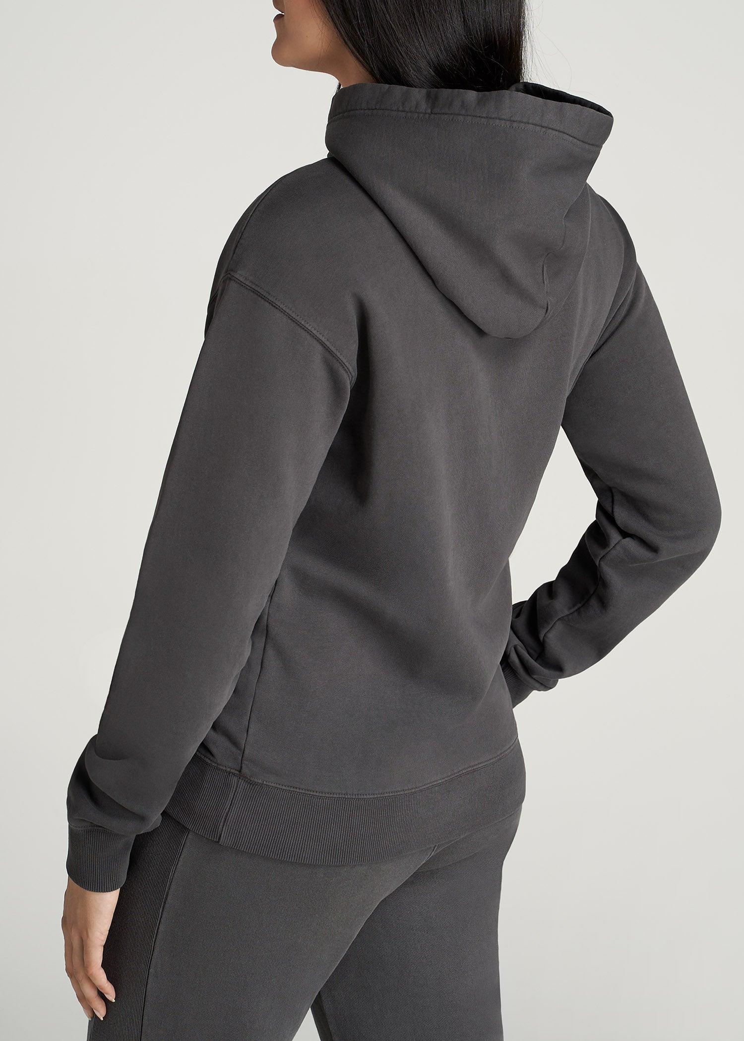 Wearever Fleece Garment-Dyed Pullover Hoodie for Tall Women in Charcoal Female Product Image