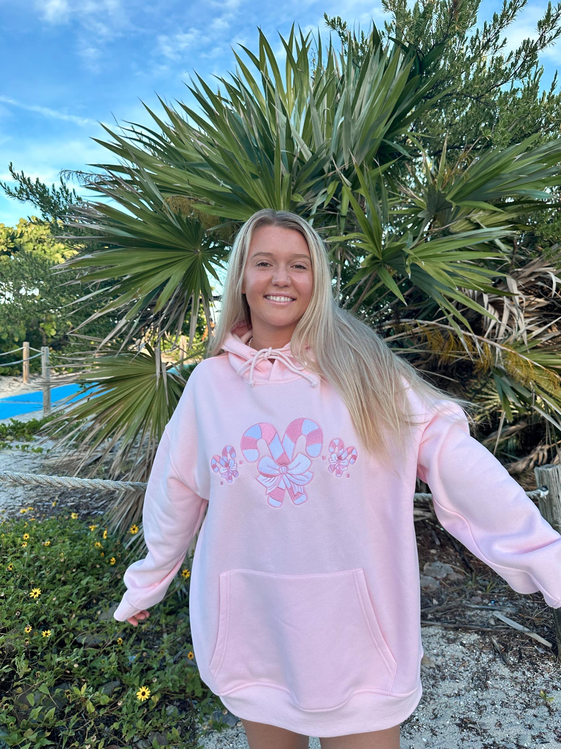 Light Pink Candy Cane Wonderland Hoodie Product Image