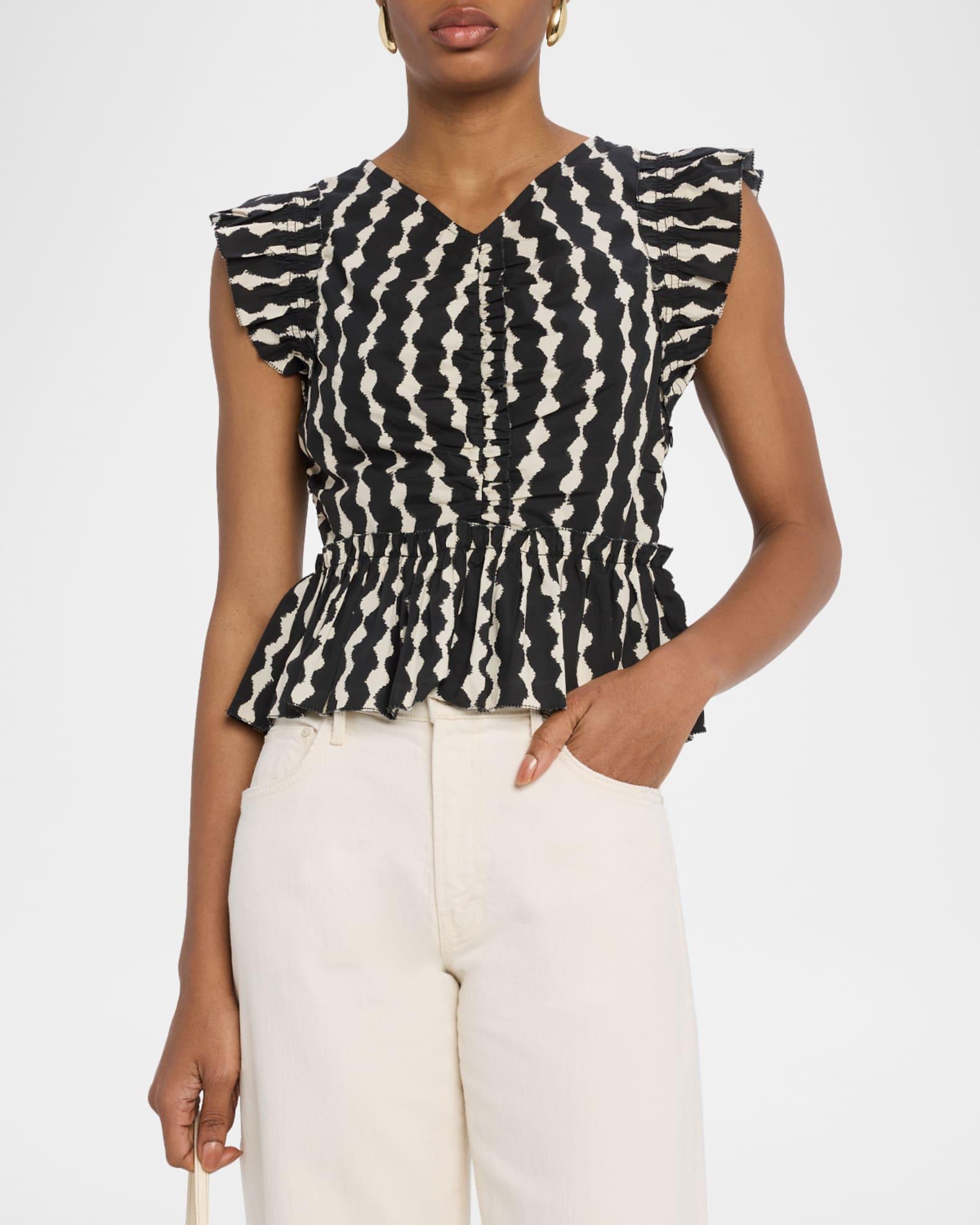 Cali Flutter-Sleeve Peplum Blouse Product Image