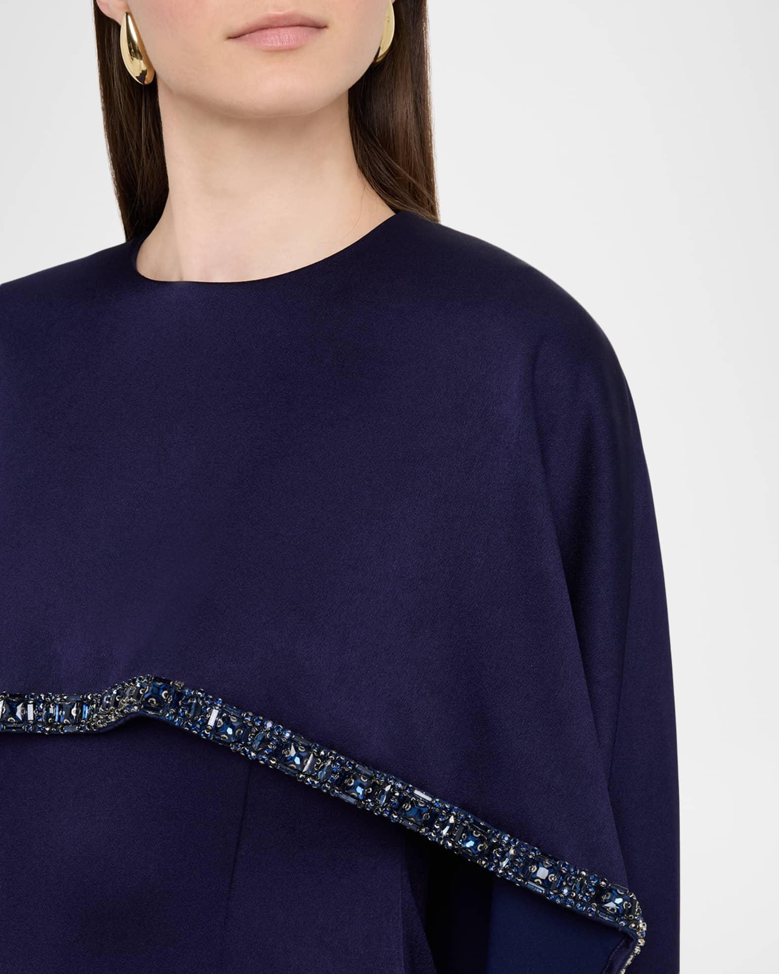 Satin Crepe Embellished Cape Mini Dress Product Image