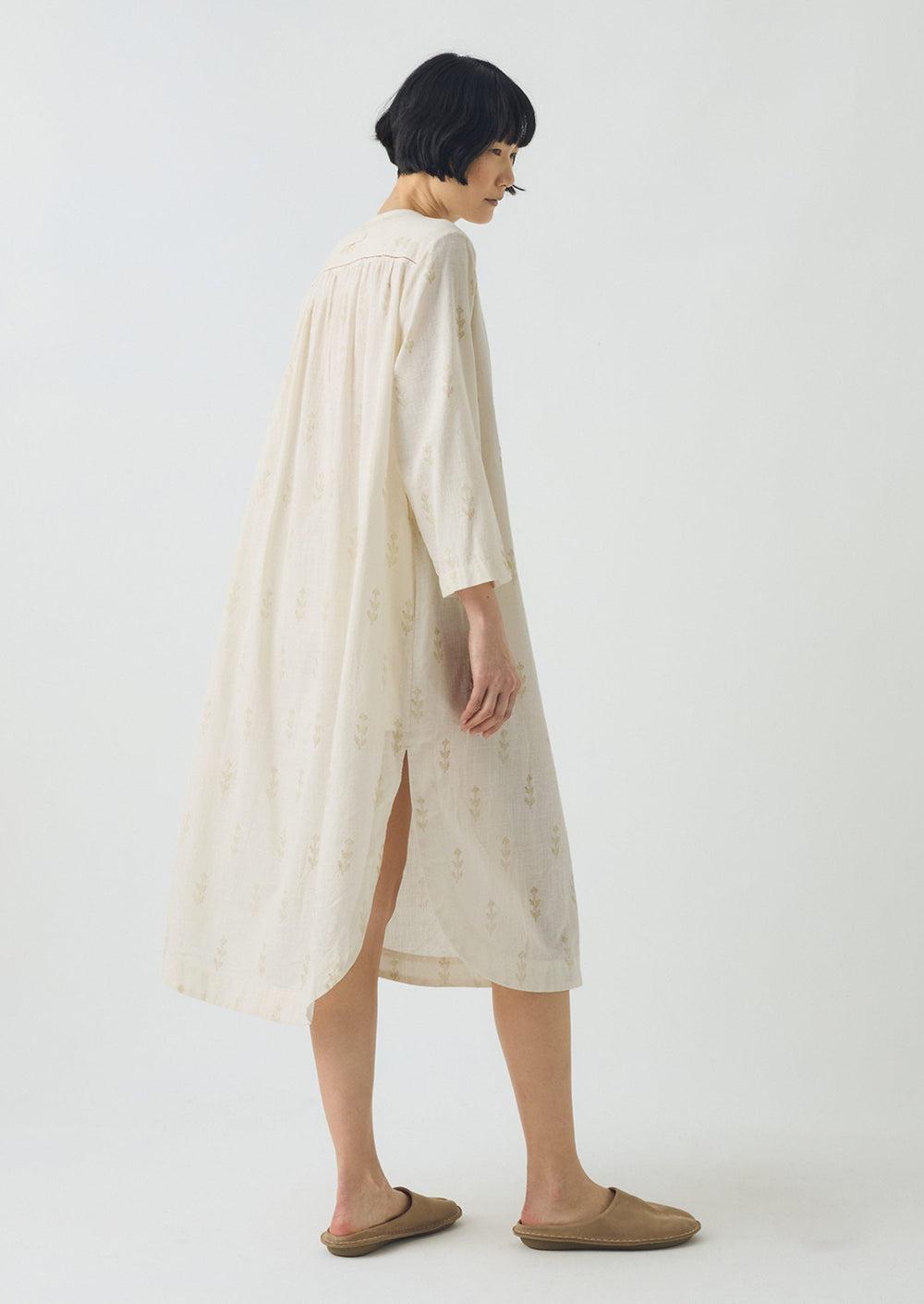 Etched Sprig Print Kaftan | Ecru/Citrine Product Image