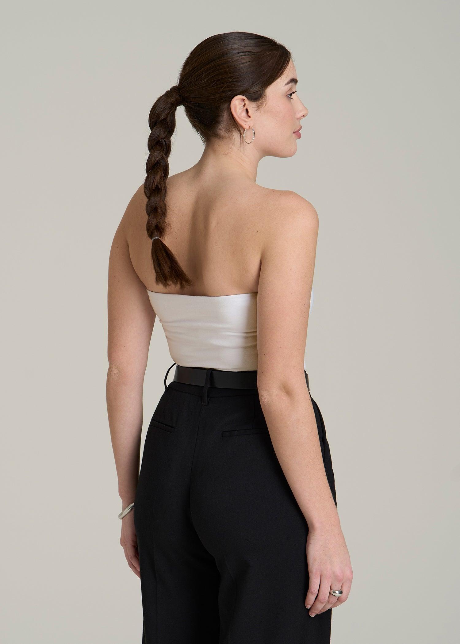 Cotton Tube Top for Tall Women in White Female Product Image