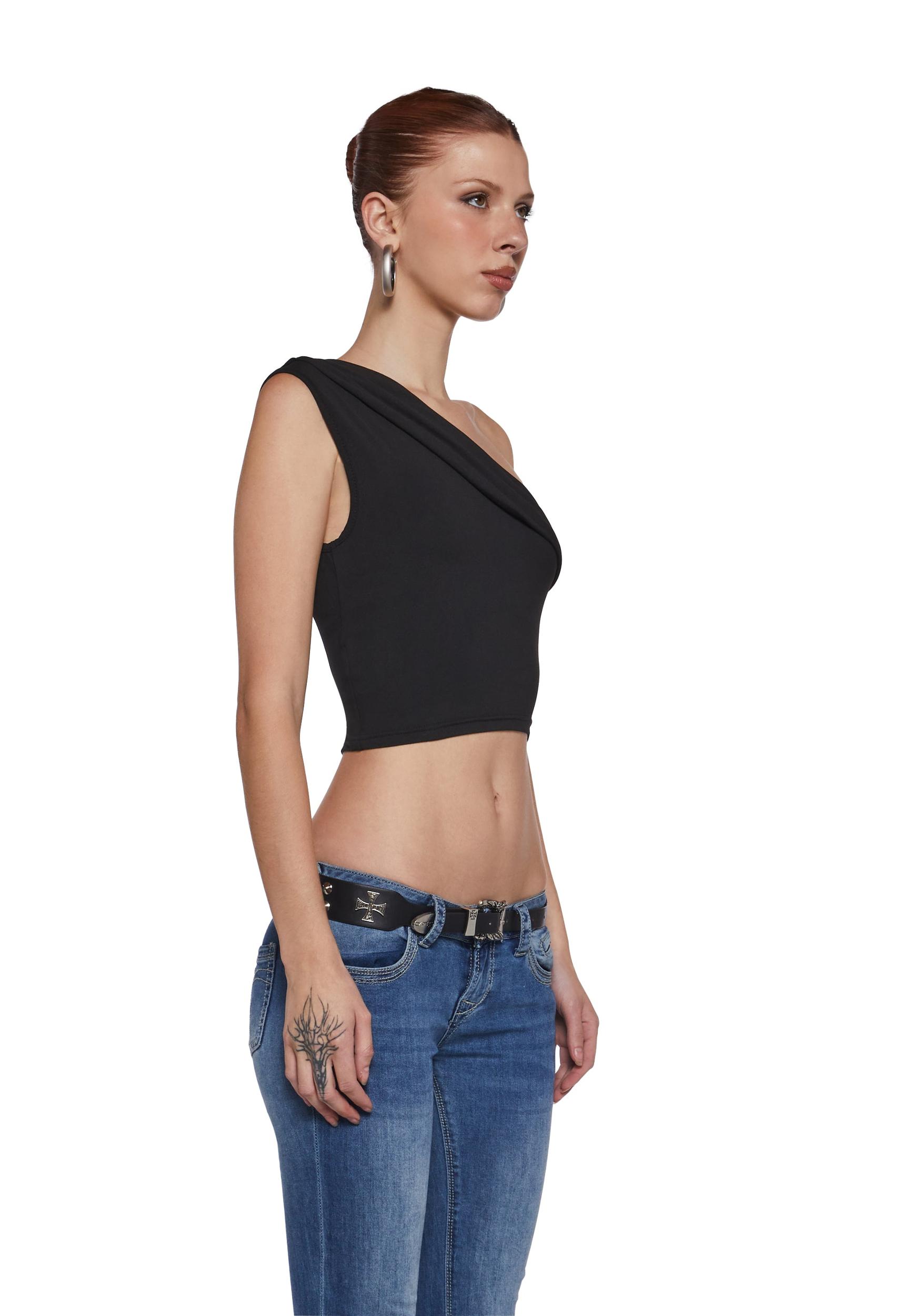 Womens Sexy Off The Shoulder Top - Black Product Image