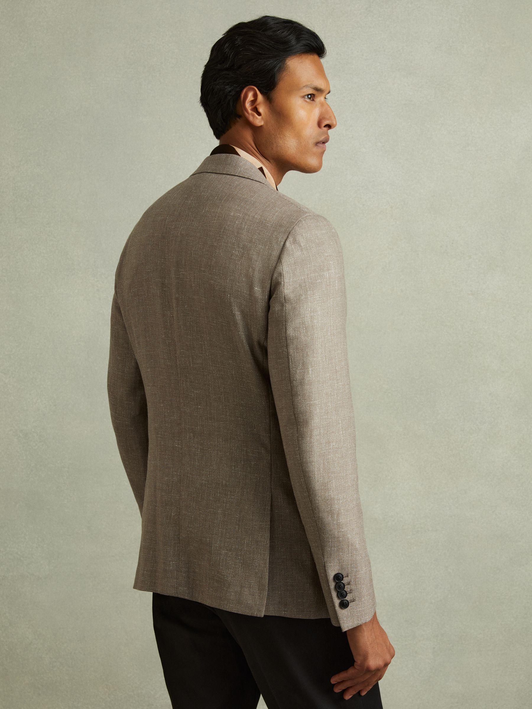 Clutch Mid Brown Wool Blend Textured Slub Single Breasted Blazer Product Image