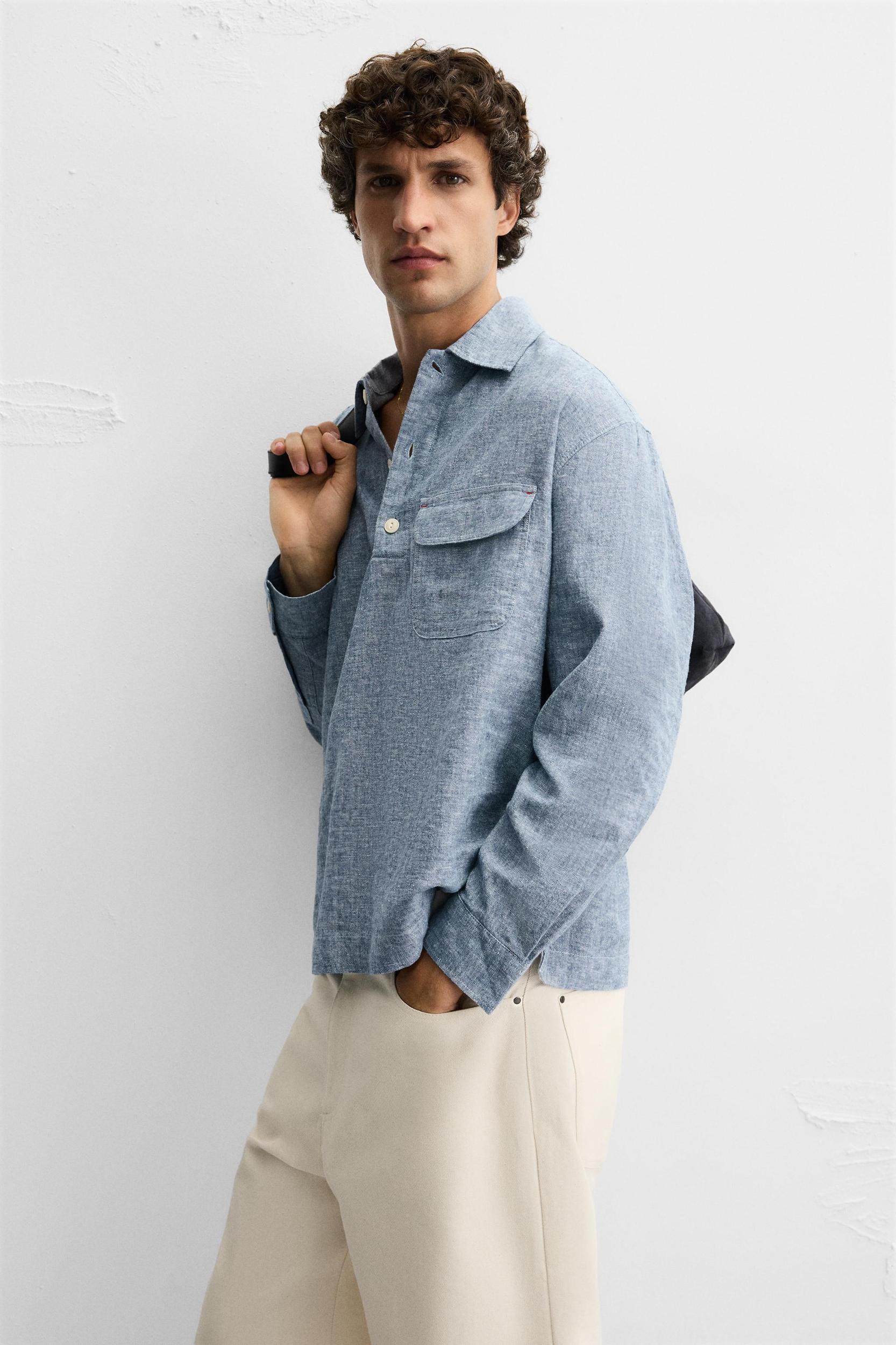 LINEN - COTTON POLO SHIRT Product Image