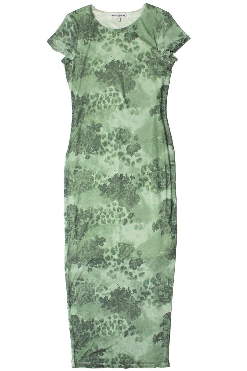 Green Floral Mesh Maxi Dress Product Image