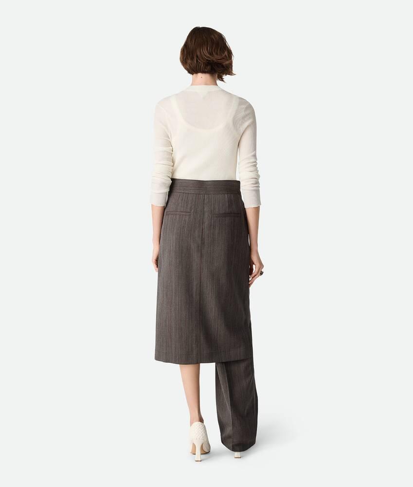 Women's Wool Subtle Stripe Skirt Trousers in Grey/brown melange Product Image