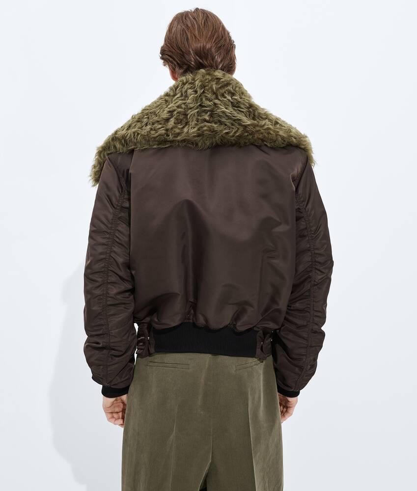 Men's Padded Nylon Bomber in Chocolate Product Image