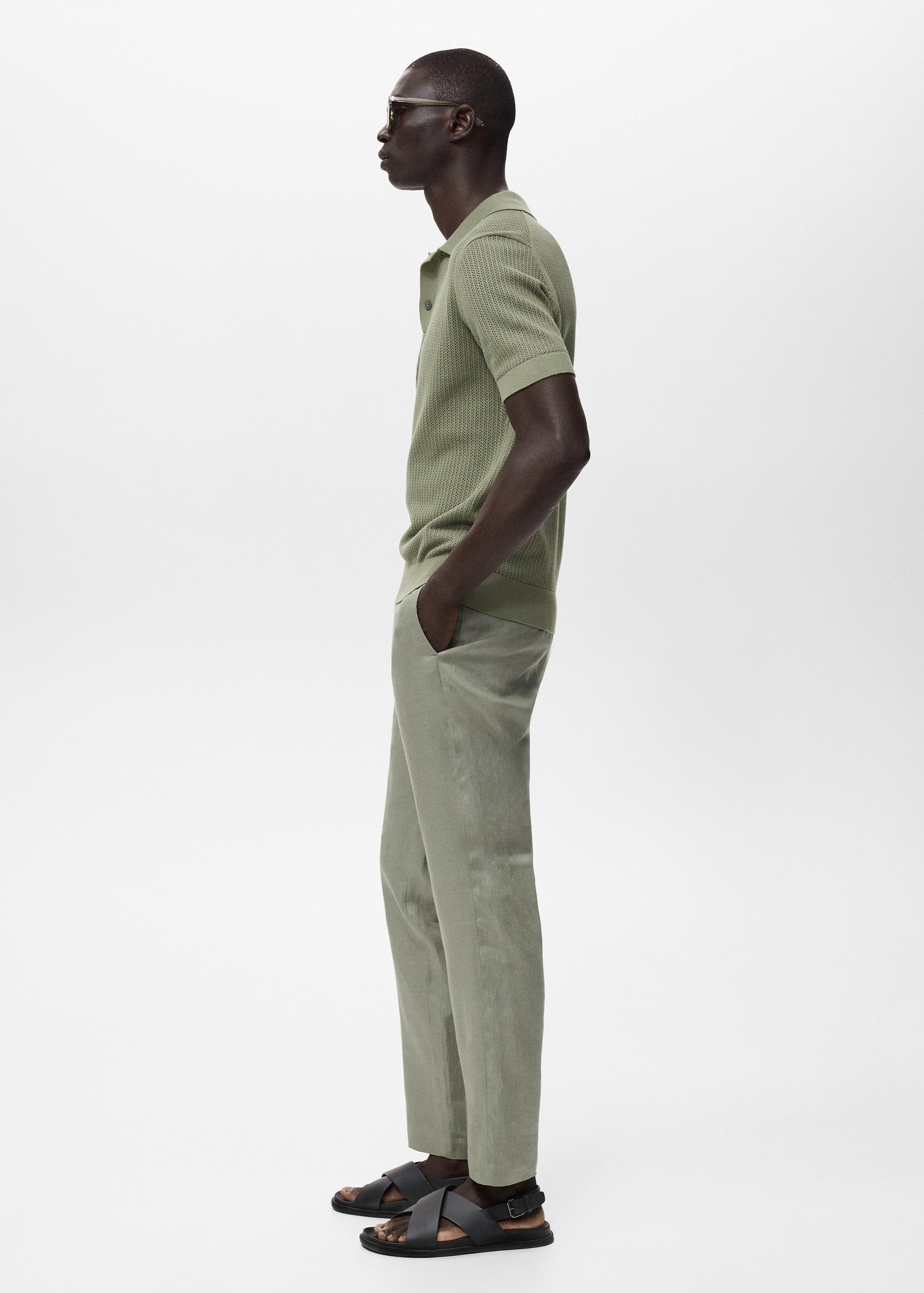Slim-fit 100% linen pants - Men | MANGO USA Product Image