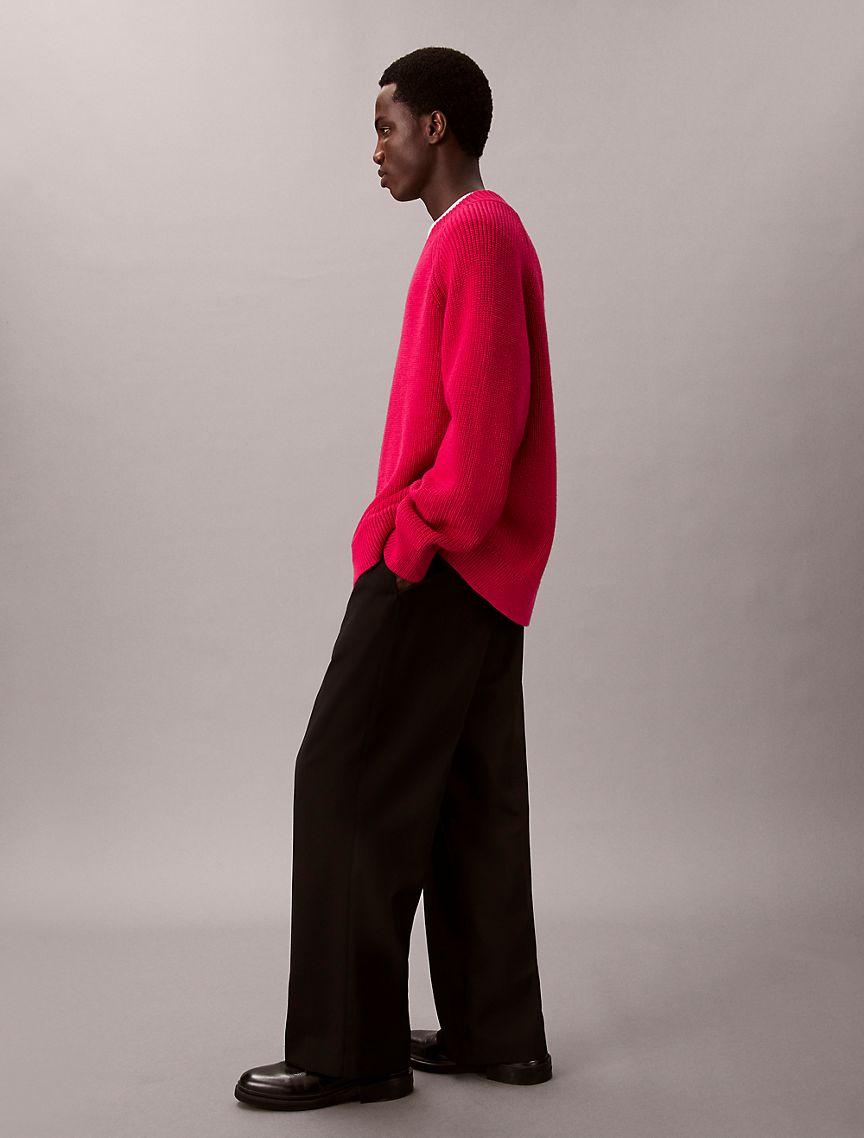 Merino Wool Blend Relaxed V-Neck Sweater Product Image
