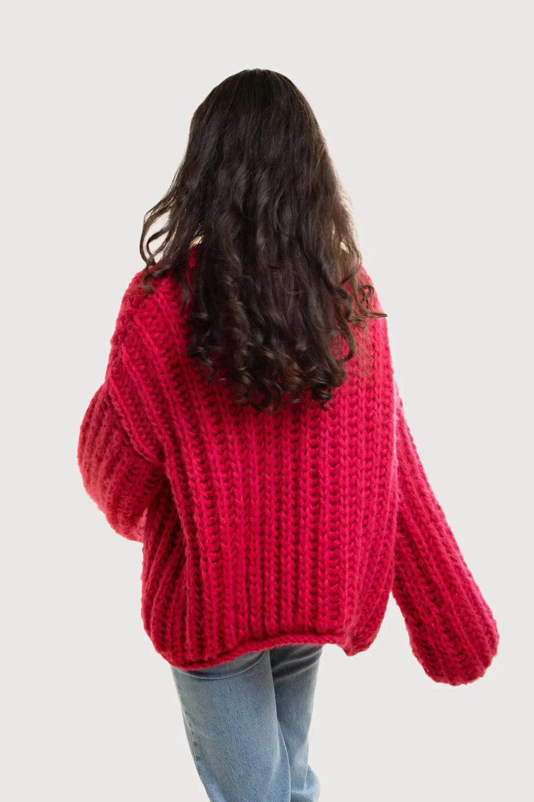 Chunky Oversized Cotton Wool Knit Cardigan Product Image