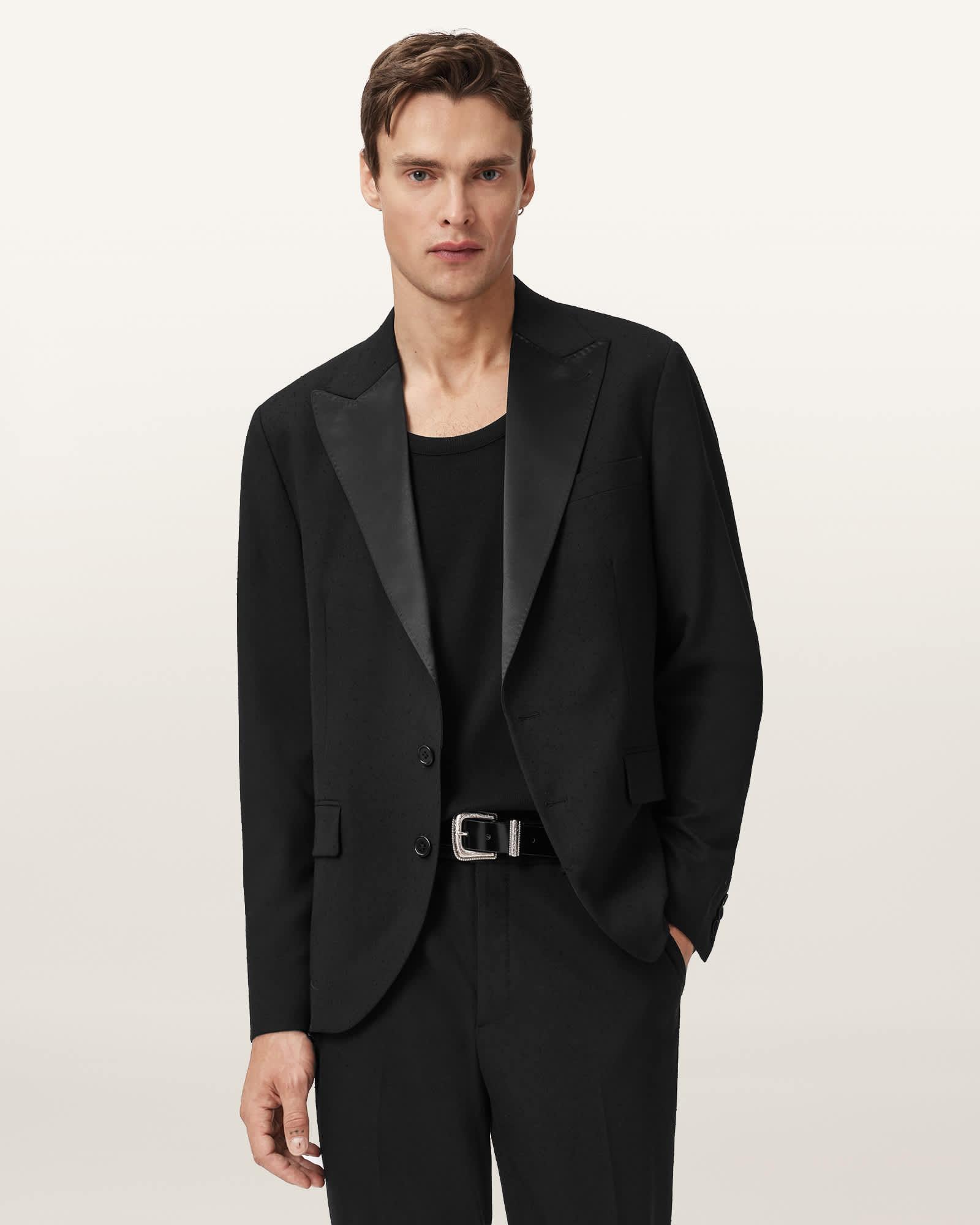 Germain Satin Single Breasted Blazer Black | ALLSAINTS US Product Image