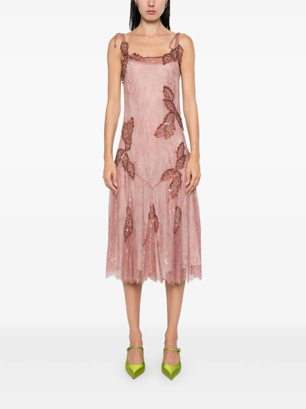 embroidery lace midi dress Product Image