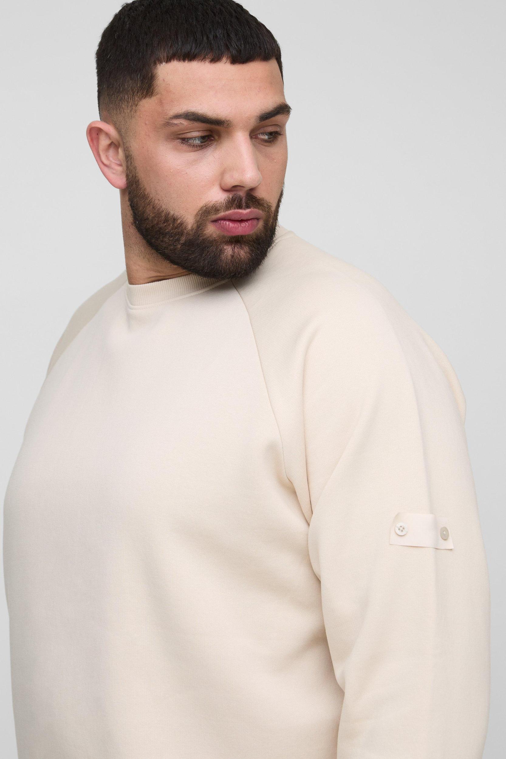Plus Raglan Jersey Sweater | boohooMAN USA Product Image