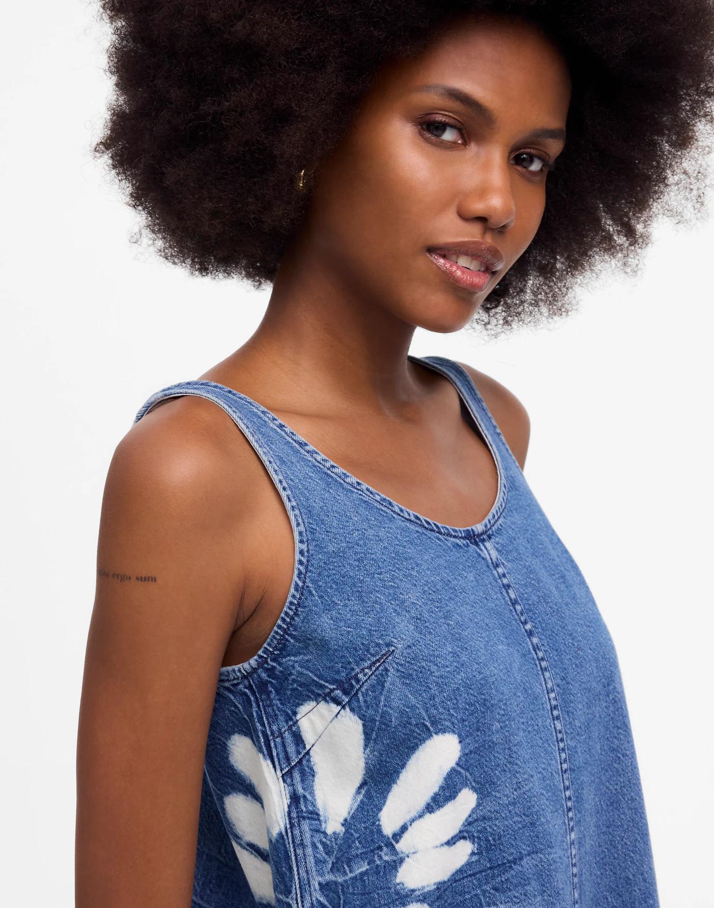 Denim Scoopneck Mini Dress Product Image