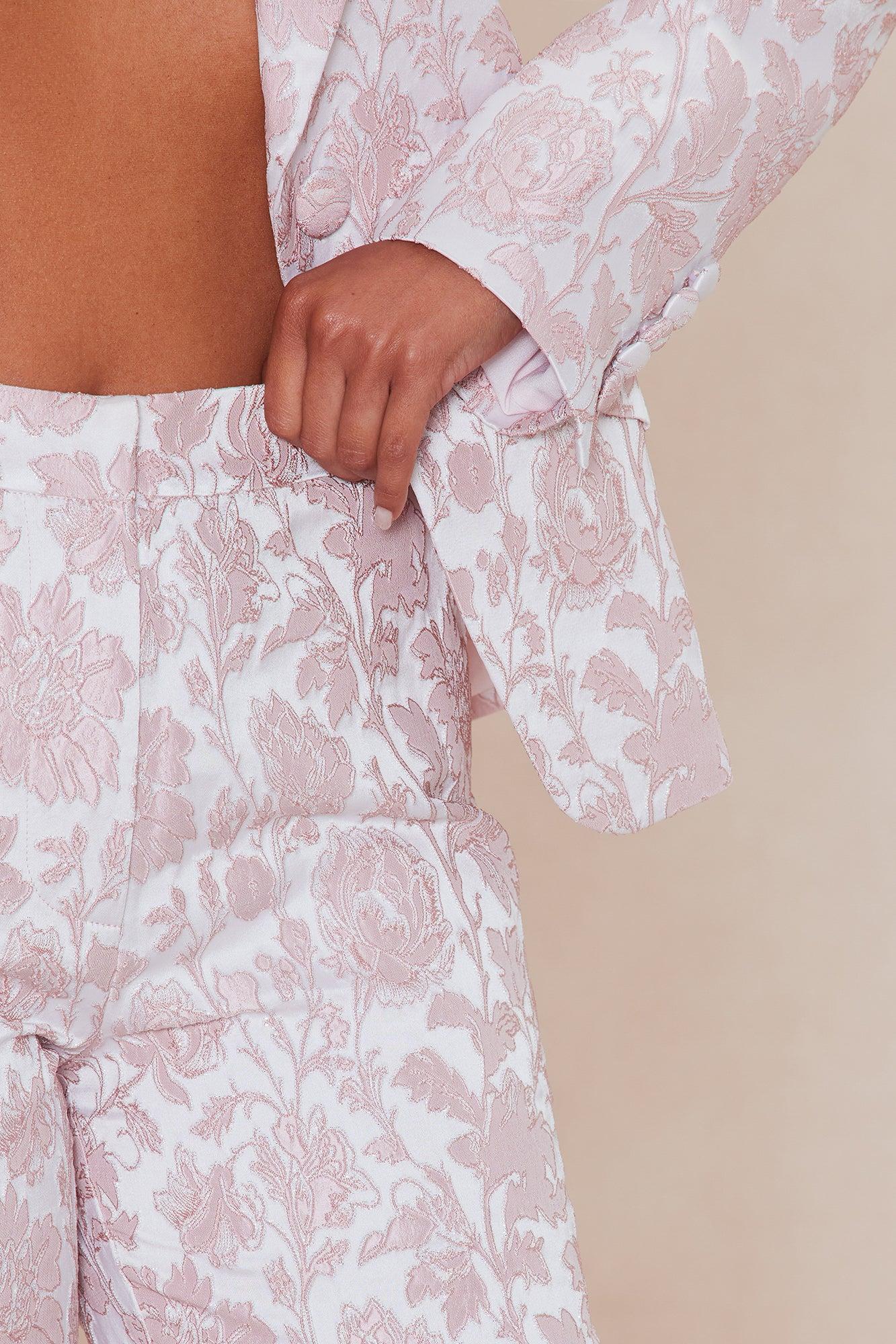 Charlotte Floral Jacquard Blazer Pant Set - Light Pink Female Product Image