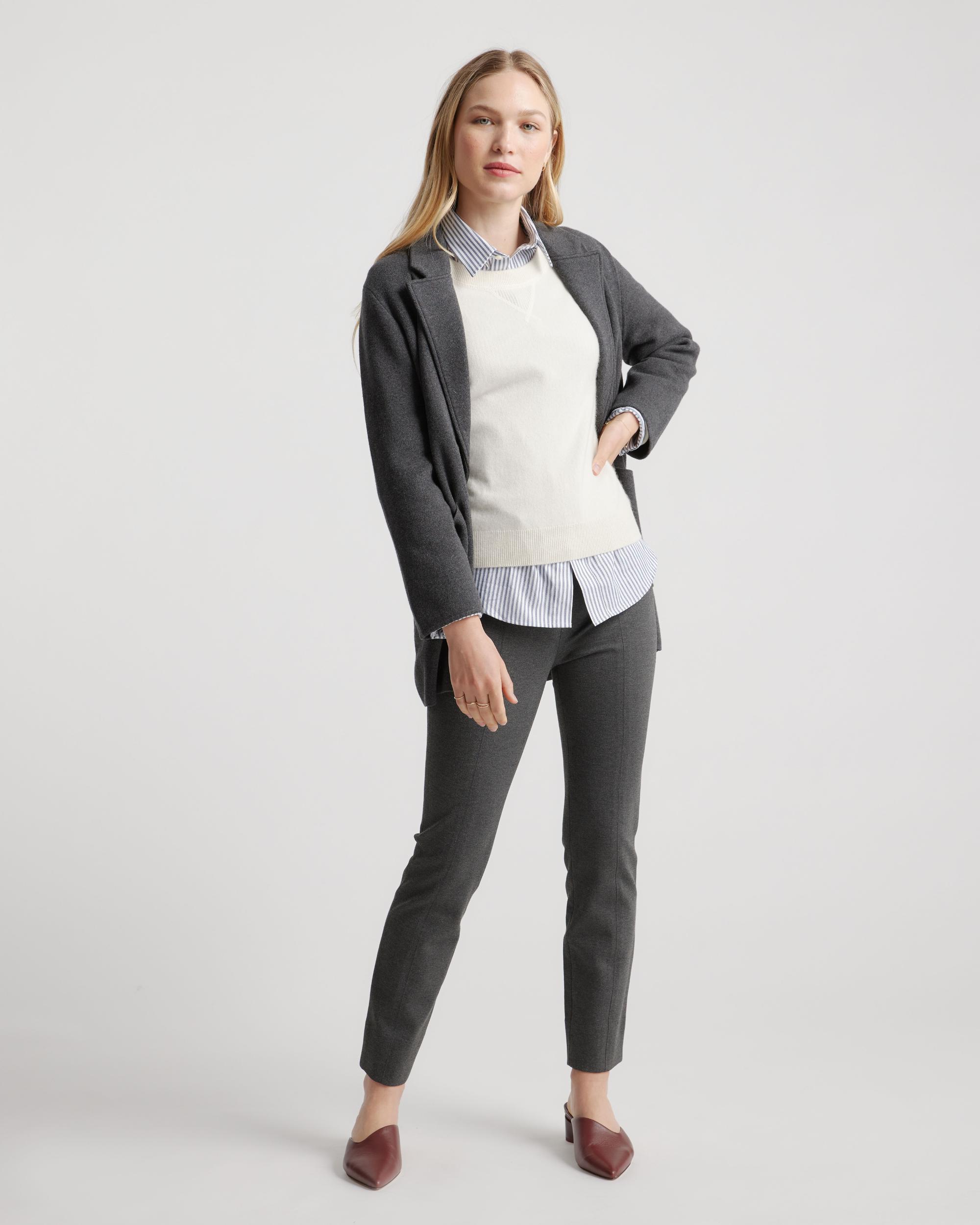 Quince | Women's Ultra-Stretch Ponte Pintuck Ankle Pants Rayon Product Image