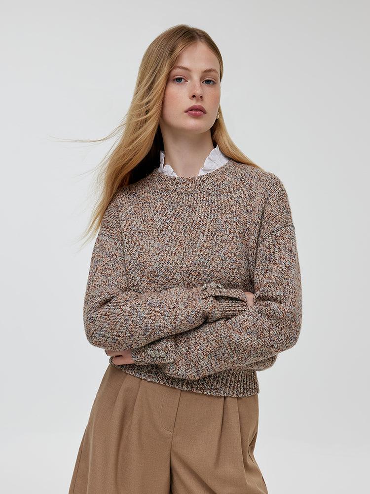 Wool Blend Round Neck Women Sweater Product Image
