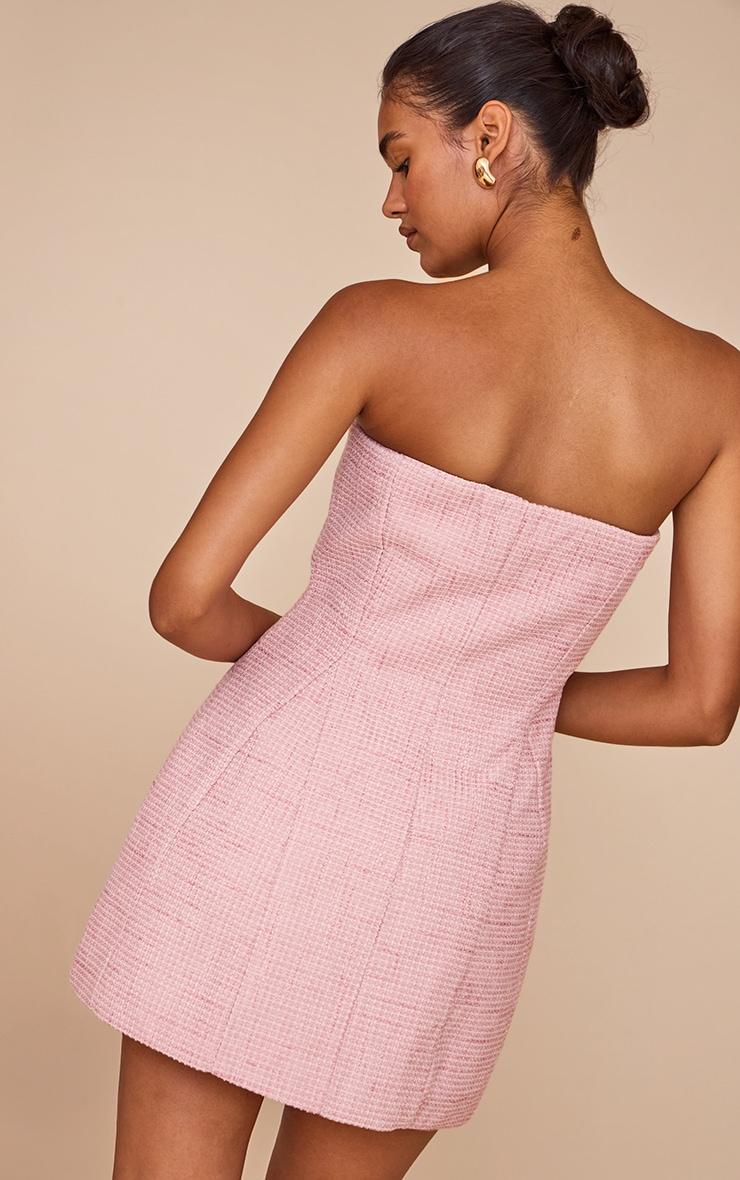 Premium Pale Rose Boucle Camellia A-line Dress Product Image