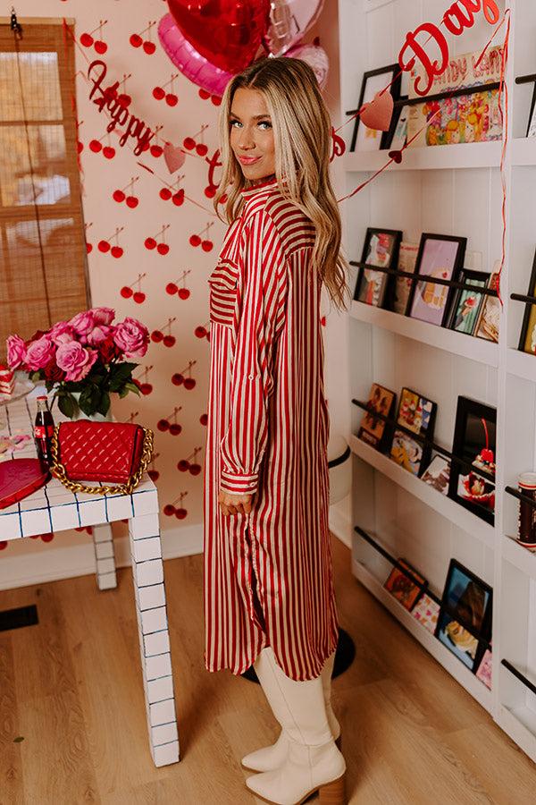 Clean Slate Stripe Midi In Red Product Image