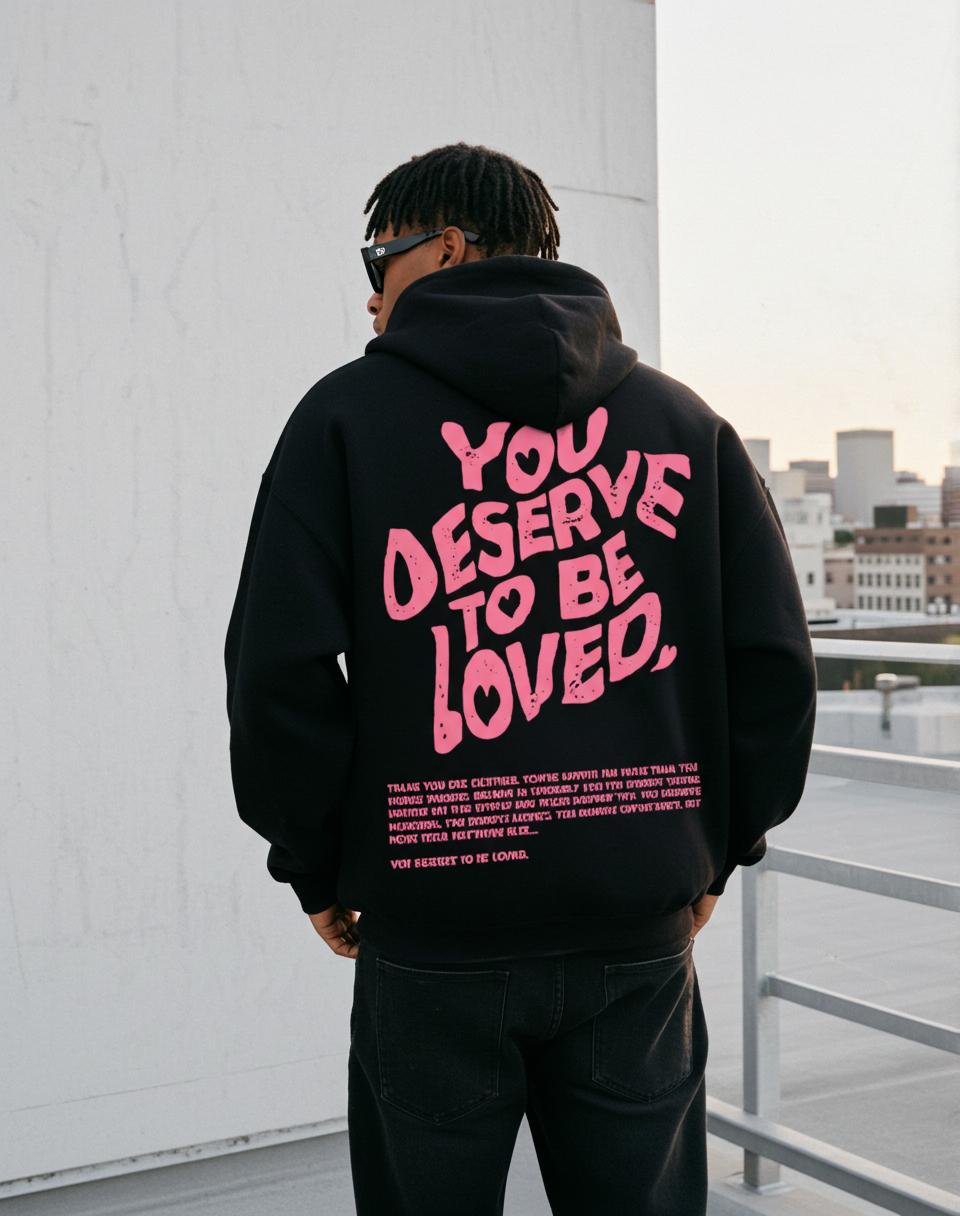 Sopula You Deserve To Be Loved Print Graphic Pullover Hoodie Product Image