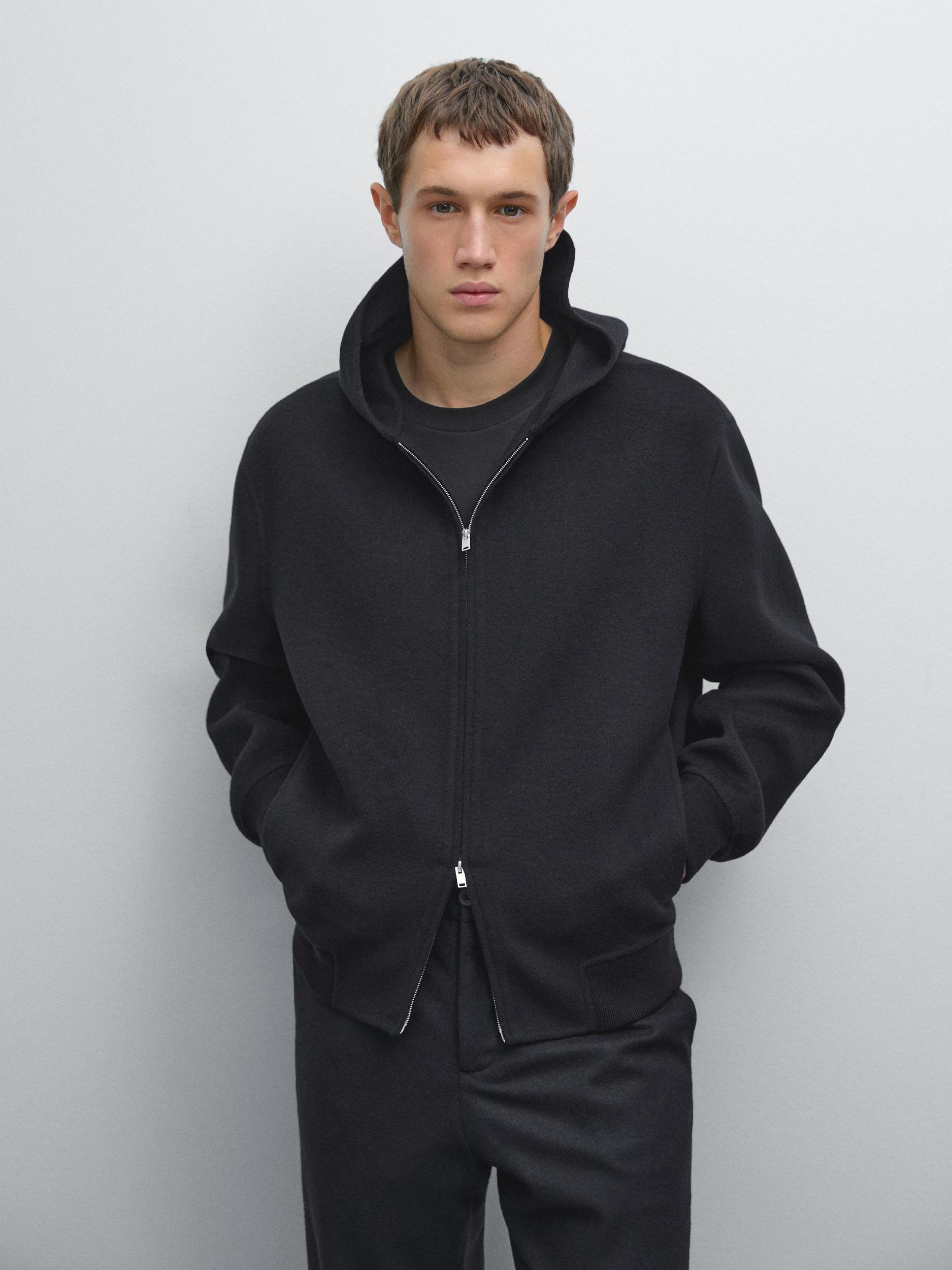 Wool blend hooded cardigan Product Image