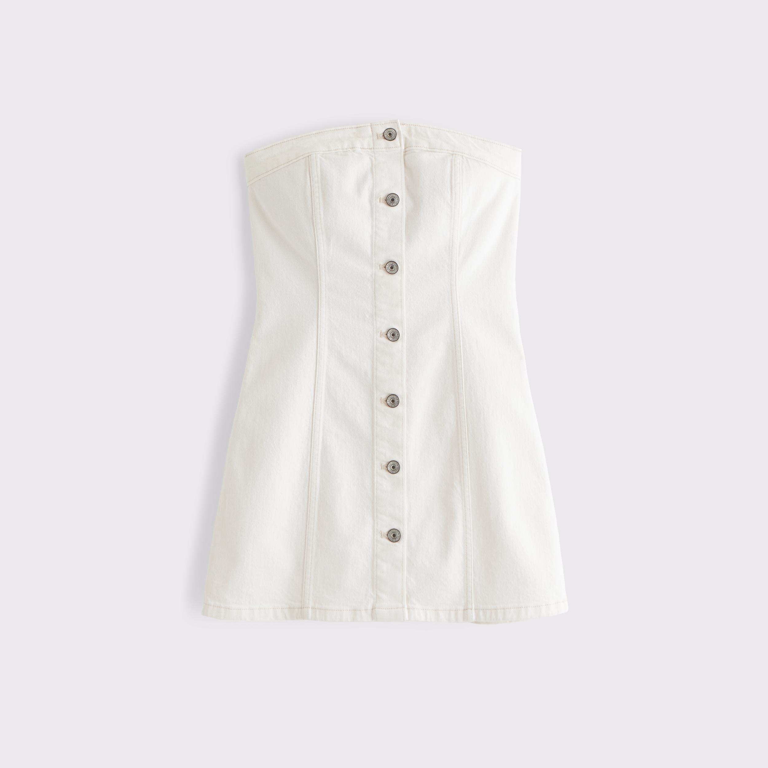 The A&F Mara Strapless Denim Mini Dress Product Image