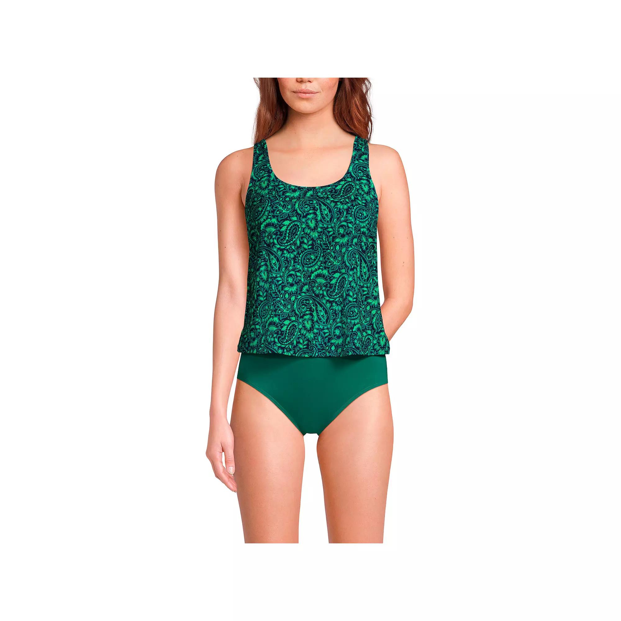 Women's Lands' End Chlorine Resistant Scoop Neck One-Piece Fauxkini Swimsuit,  Product Image