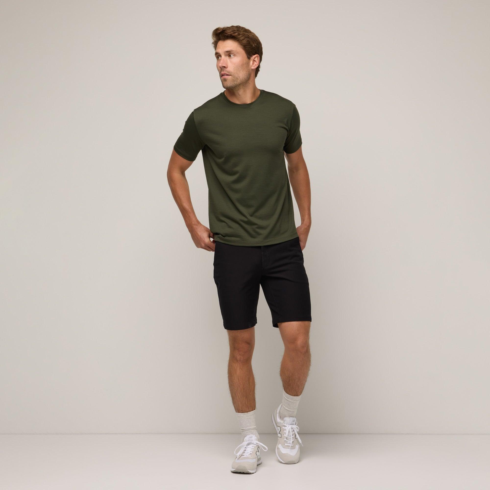 Merino Wool Crew Neck T-Shirt | Forest Night Product Image