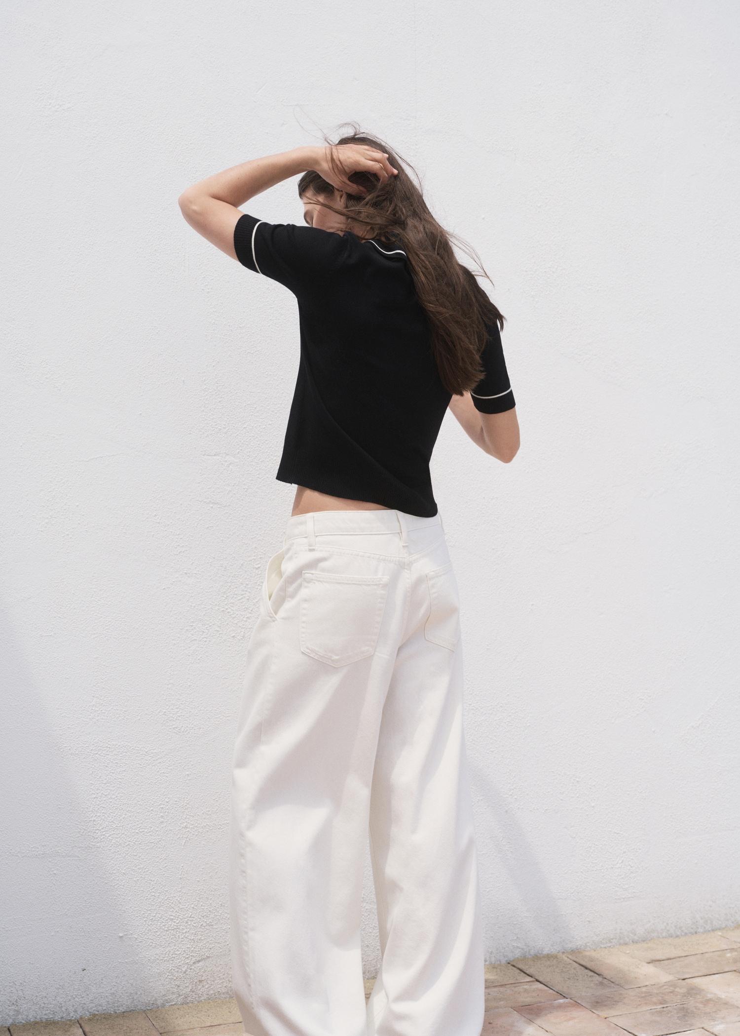 Polo-neck sweater with contrasting trims - Women | MANGO USA Product Image