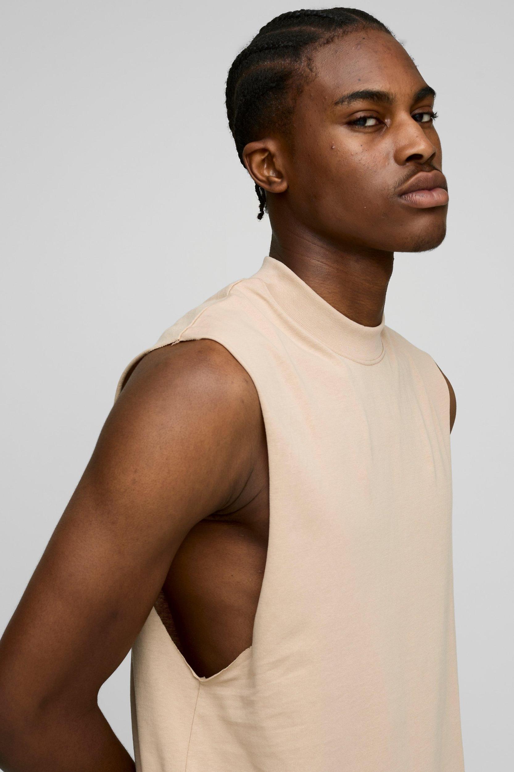 Regular Fit Basic Drop Armhole Extended Neck Tank | boohooMAN USA Product Image