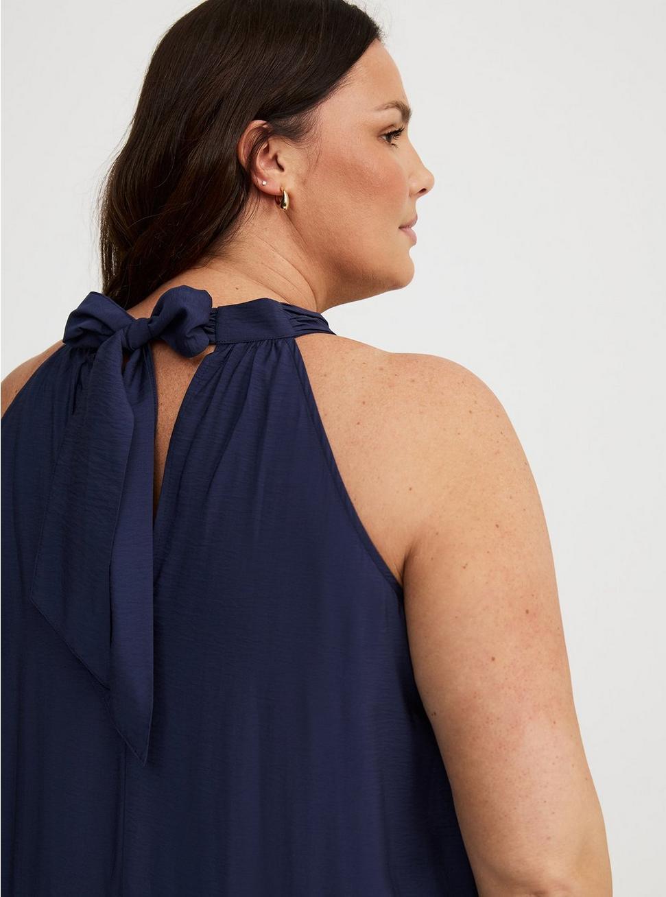 Midi High-Neck Tie-Back Dress Product Image