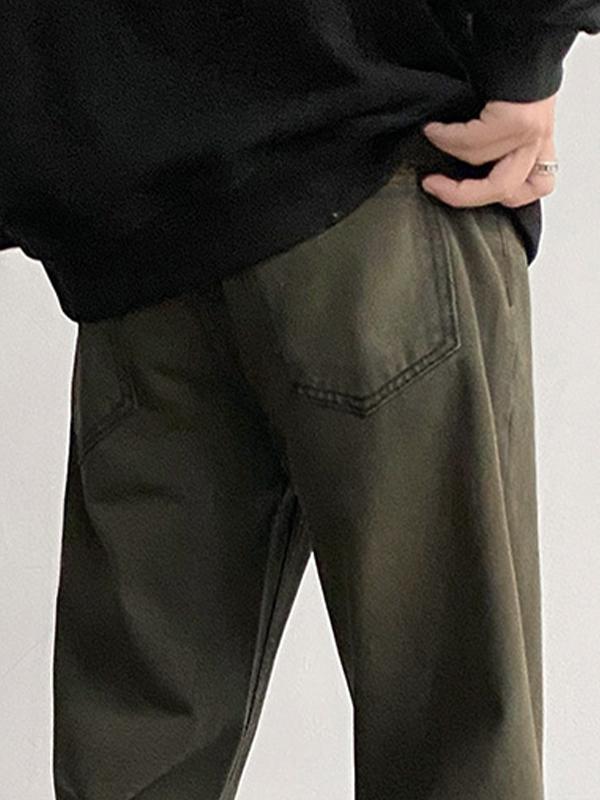 Men's Vintage Green Wash Raw Trim Loose Jeans Product Image