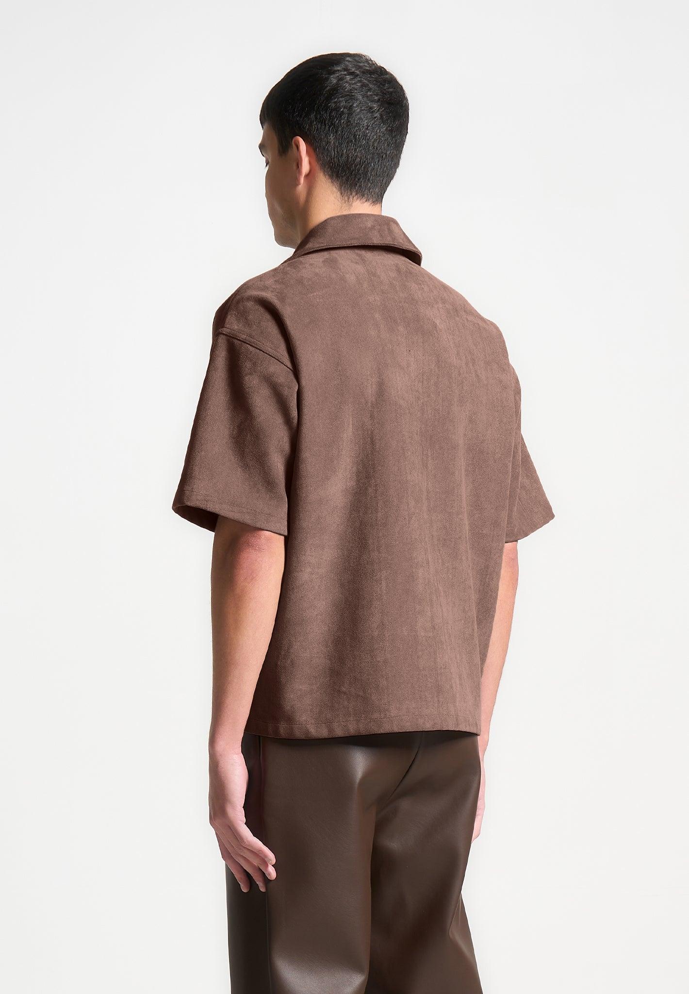 Luc - Boxy Suede Shirt - Brown Male Product Image