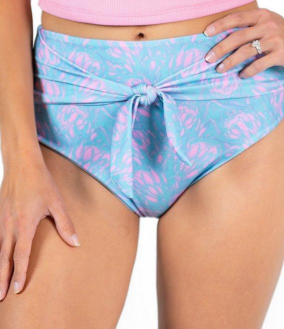 Janela Bay Pastel Floral Tie Front High Waist Swim Bottom Product Image